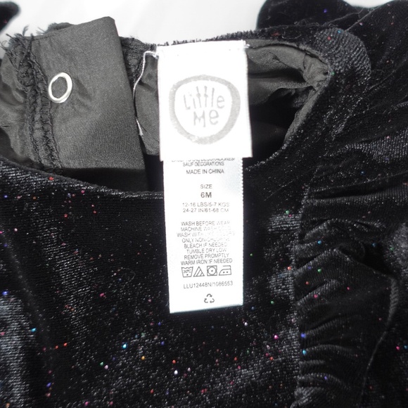 Baby | Little Me | Black Sparkle Ruffle Dress 6 Months - Picture 4 of 6